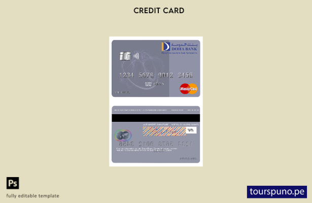 lista para imprimir plantilla de tarjeta mastercard de Qatar Doha Bank